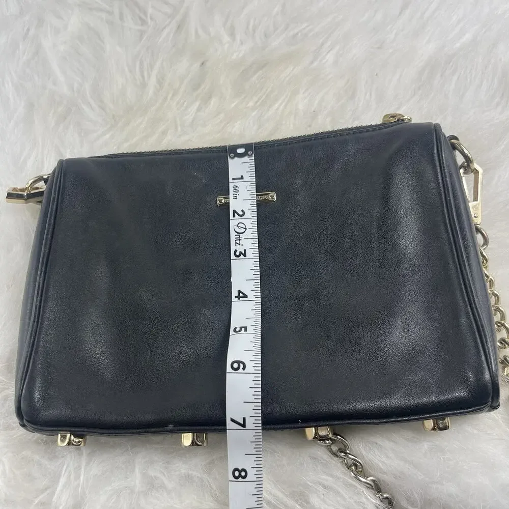 Rebecca Minkoff Zipper Leather Black Crossbody Bag